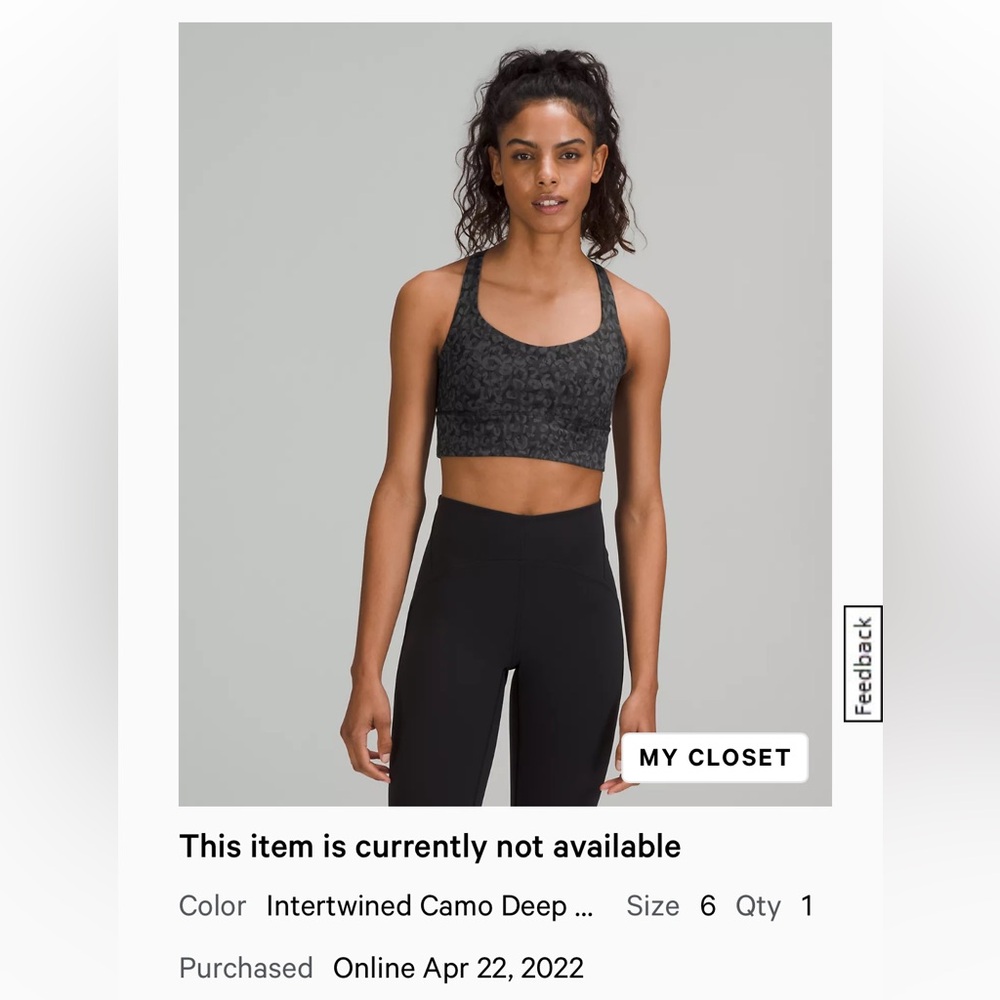 lululemon Free to Be Longline Bra - Wild *Light Support A/B Cup
